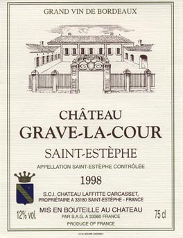 Chateau Grave la Cour 1998 St. Estephe